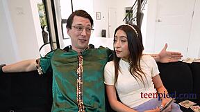 Curvy Petite Teen Bent Over for Old Man's Doggystyle Pussy Pounding Riches