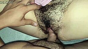 Ano peludo de mi cuñada gets juicy creampie in her hairy pussy close up homemade