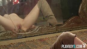 damn petite playboy milf madeline amour strips naked showing natural tits