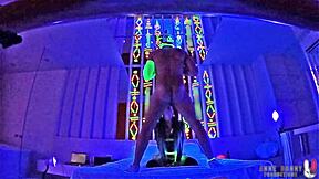 Anne Bonny, neon rave goddess, takes hard glowing cock at party