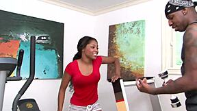 Black Teen 18+ Deepthroats Athletic Instructor's Cock in Gym Fuck Session!