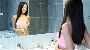 shrima malati sweetly fingers her shaved pussy in softcore solo with small tits 😊