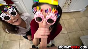 Step aunt and step mom team up for a wild group session with me