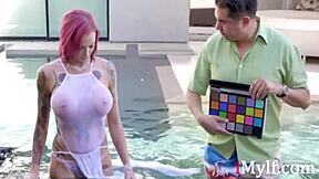 Rude blonde milf Annabell Peaks gets nasty blowjob punishment