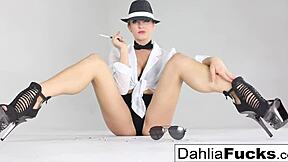 suggestive blonde pornstar dahlia sky teases her pussy and tits solo