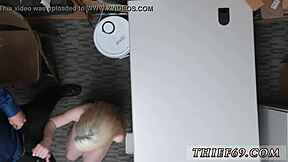 Blonde teen swallows cum