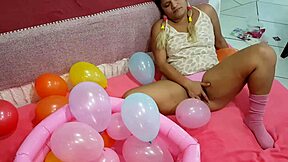 Latina Teen 18+ Plays with Balloon Fetish