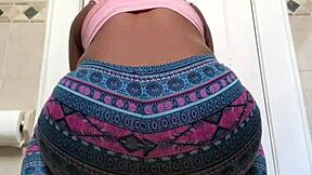 The sexy brunette teen twerks her fat pussy in tight panties up close for nellycantsay.