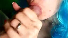 ella devours the whole cock with a sloppy blowjob