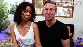 latina blonde teen gives tony blowjob, rides him doggystyle, ends with cumshot