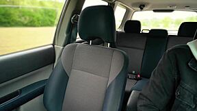 Blonde rides vibrator in taxi ride