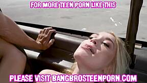 Pretty 19yo girl shyly seduces the new neighbor with her adorable charm.