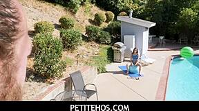 Petite Neighbor Lily Glee's Yard Workout Seduction