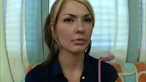 Watch this horny petite blonde's first fucking session!