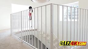 Teen caught fingering herself leads to steamy lesbian encounter