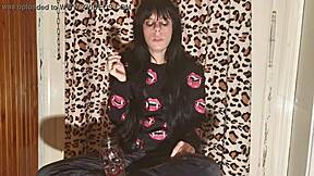 i'm this goth girl unwinding backstage with a cigarette after a long day