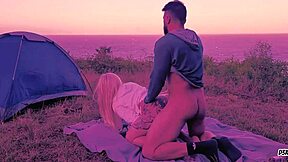 The stepsister delivers a sexy footjob and deepthroat blowjob in POV with monster cock