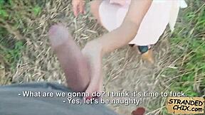 Teen Kira Queen trades sex for a ride in public POV