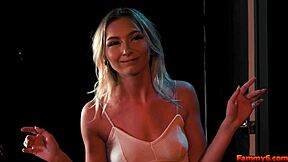 Two Hot Blonde Stepsisters Finger Pussy With Strapon