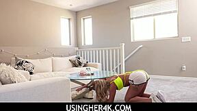 harley king, the big ass teen stepsister, gets freeused under the desk with blowjob and handjob