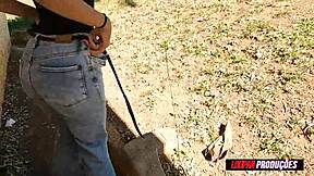 Morena with big tits giving pussy in the park, Ana Bele style