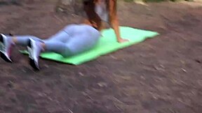 hot girl does yoga and gets public blowjob in the park