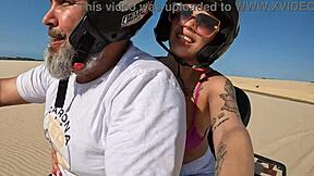 Ma santos rides in broken canoe on ceara beaches