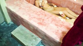 Went into the bath for a double blowjob, filling both girls with sperm?