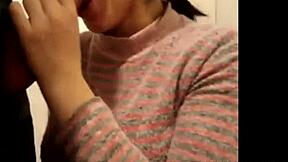 Submissive Brunette Amateur Handles Massive Cock on Webcam – Intense Blowjob Action