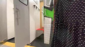 The girl completes the purchase in the locker room