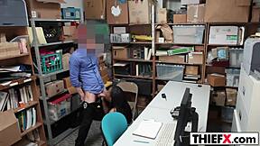The busty teen 18+ steals and gets punished with blowjob at office