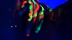 Redhead Amelia Strokes Herself with Body Paint While Music Plays