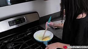 Stepbrother Licks Stepsister's Perky Tits and Creams On Them