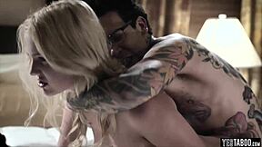 Blonde teen chick gets lured into steamy sex by her pervy neighbor, starting with a blowjob and ending in doggystyle.