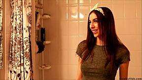 Step sister hints at anal in the shower