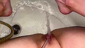 Masturbating my pussy in the bathroom with a jet of water, oh god