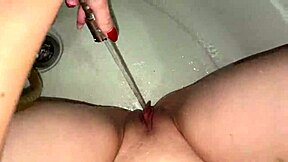 Masturbating my pussy in the bathroom with a jet of water, oh god