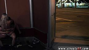 bound girl uses dildo for cum with cuckold 😈