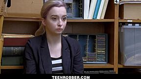 Petite blonde lexi lore caught shoplifting, lets guard fuck her to stay out of trouble