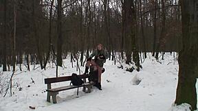 Yo, this teen got drilled hard in the snow!