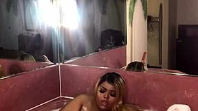 Zaharii relaxes in the hot tub