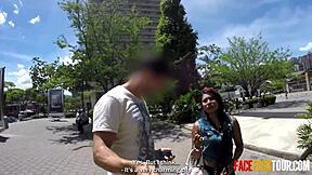 Tourist Picks Up Brunette Latina Slut For Intense Face Fuck And Cumshot