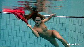 Big Tits Silvie Swims in Bikini Showing Hairy Pussy Underwater