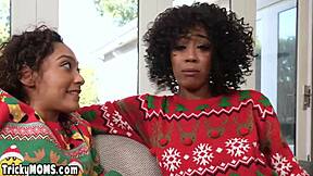 ebony milf and teen 18+ fucking huge white dick in group sex 😈