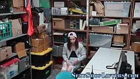 shoplifter caught and gets handjob leading to facial