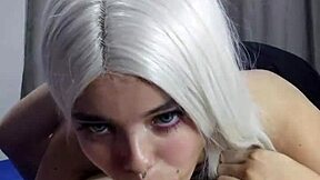 Blonde Teen Amateur Performs Intense Blowjob in 69 Position with Facial Cumshot