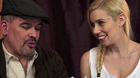 Busty amateur teen doggystyled by grandpa in missionary