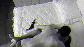 skinny married woman alone, dick fucks her in the couples bed 😏