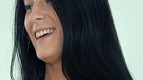 solo honey fingers her puffy pussy with dildo?