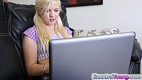 blonde spinner alex takes that huge hard dick deep!